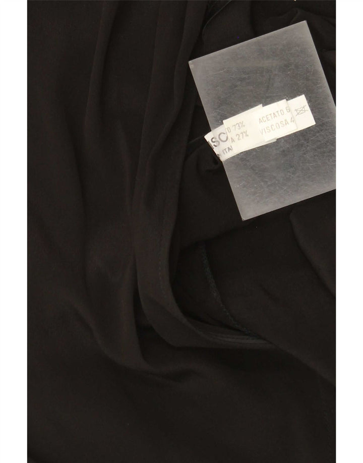 Vintage Damen Figurbetontes Kleid IT 44 Medium Schwarz Floral Acetat