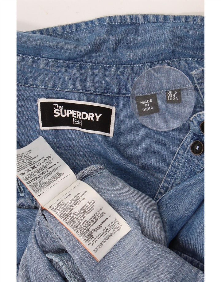 SUPERDRY Damen Jeanskleid UK 10 Small Blue Lyocell
