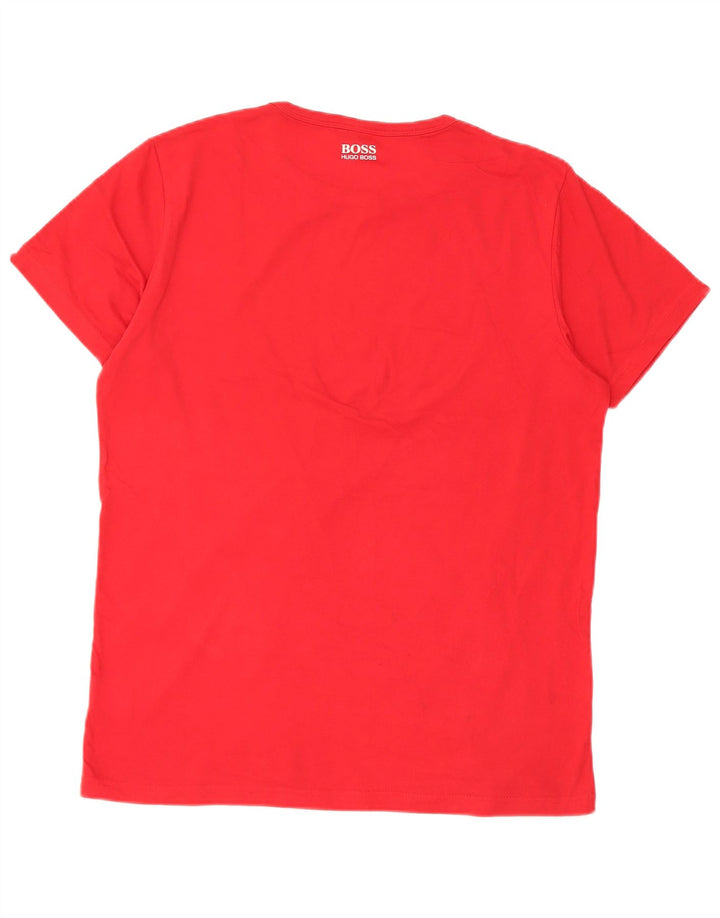 Hugo Boss Herren-T-Shirt mit Grafik, groß, aus roter Baumwolle