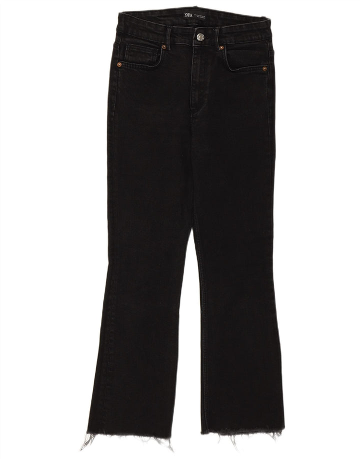 Zara Damen Bootcut Jeans EU 38 Small W28 L25 Schwarze Baumwolle