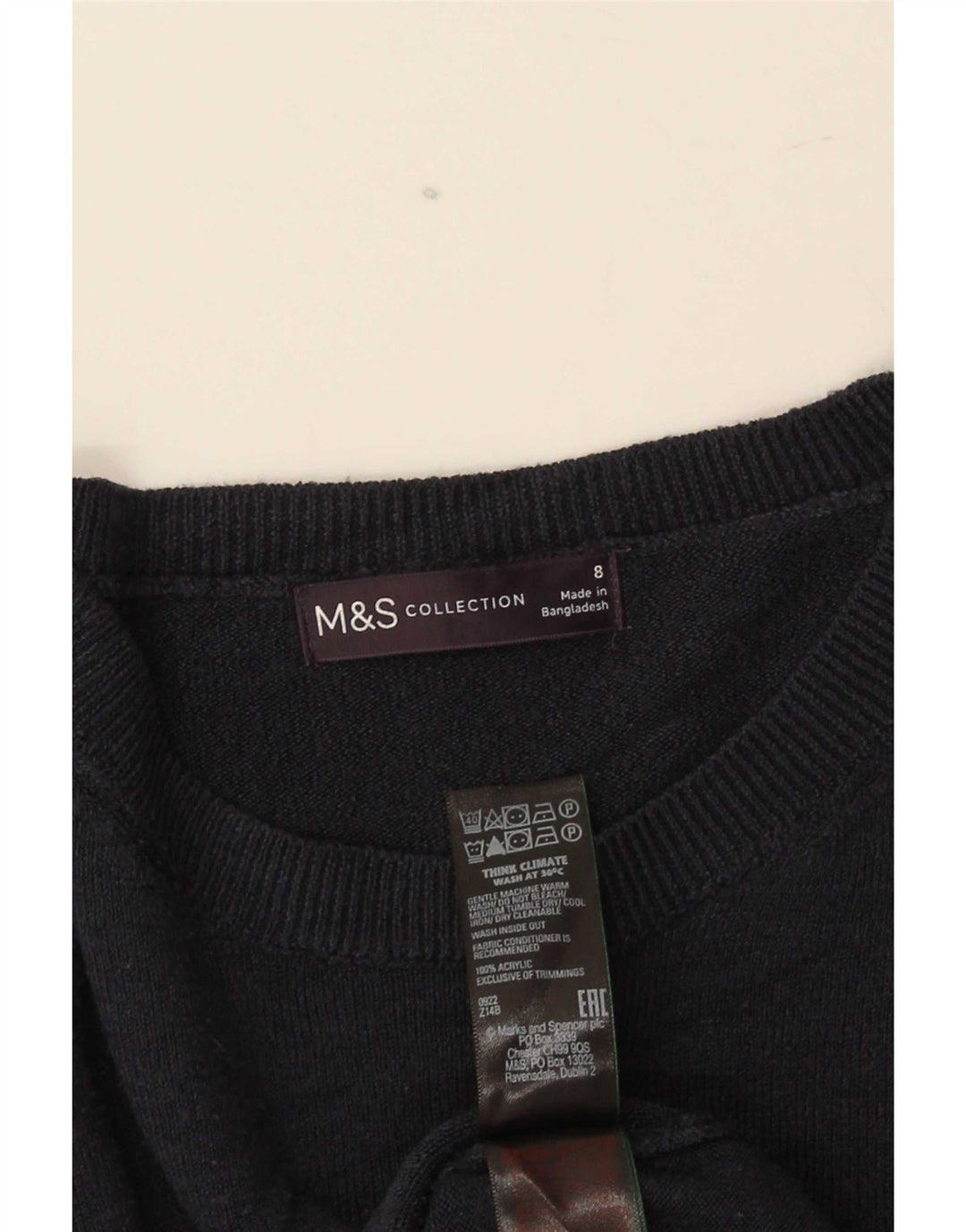 Marks & Spencer Damen-Pullover mit U-Boot-Ausschnitt, Gr. 8, Marineblau