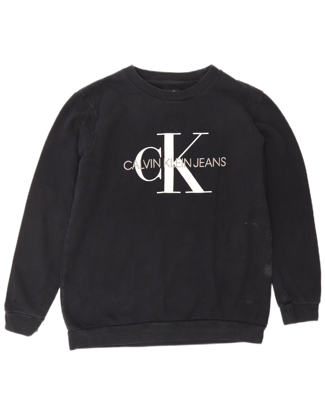 CALVIN KLEIN JEANS Mens Graphic Sweatshirt Jumper Small Black Cotton