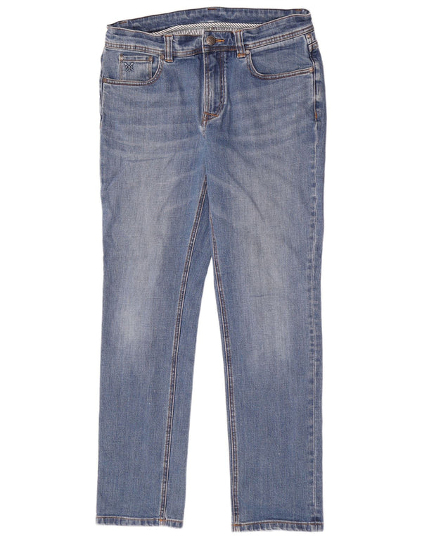 Crew Clothing Damen Straight Jeans W34 L32 Blaue Baumwolle