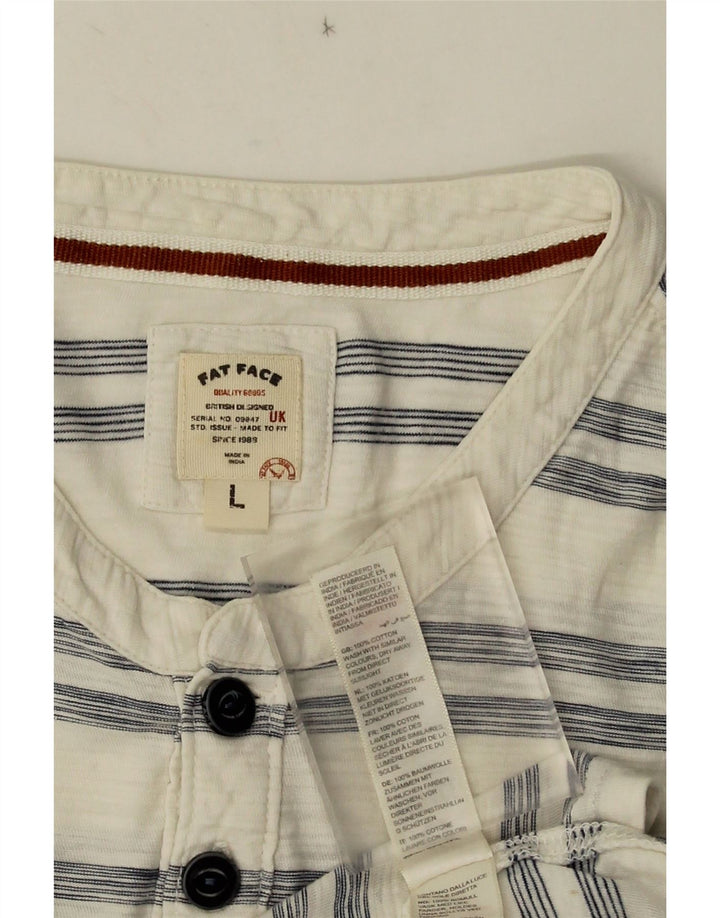 Fat Face Herren-T-Shirt aus Baumwolle, groß, weiß gestreift