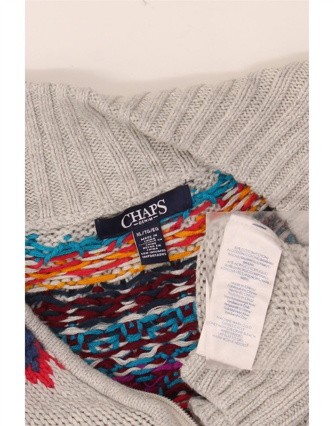 CHAPS Damen-Cardigan-Pullover UK 18 XL Graue Fair-Isle-Baumwolle