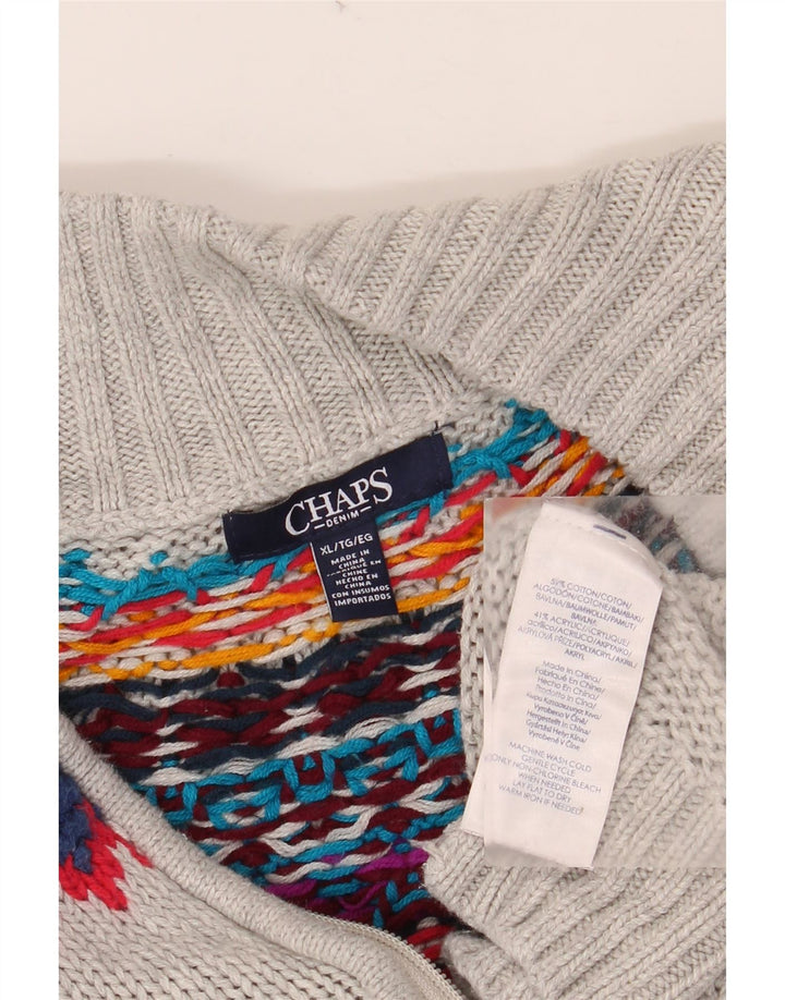 CHAPS Damen-Cardigan-Pullover UK 18 XL Graue Fair-Isle-Baumwolle