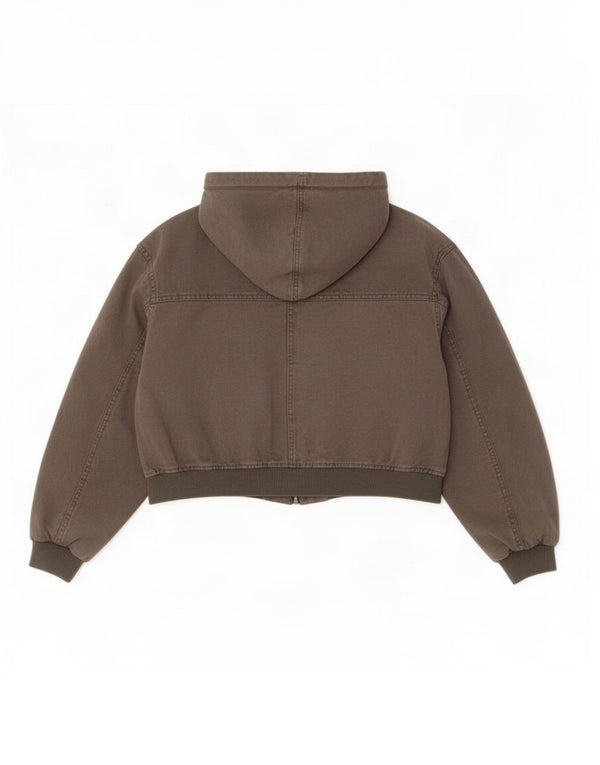 Pull & Bear Damen Pacific Republic Crop Bomberjacke UK 14 Medium Khaki