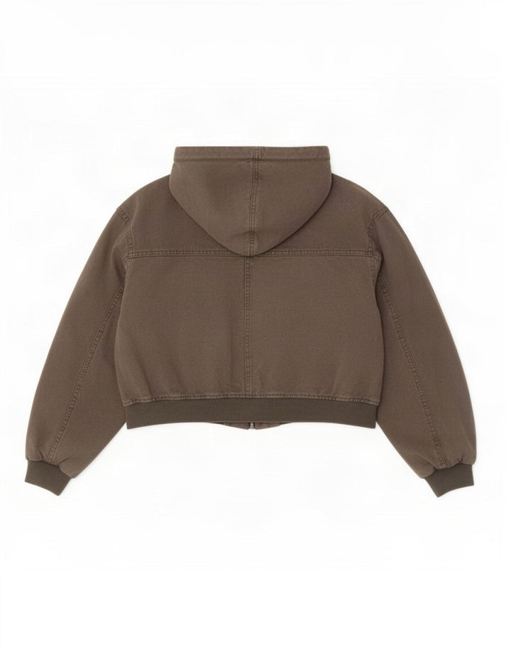 Pull & Bear Damen Pacific Republic Crop Bomberjacke UK 14 Medium Khaki