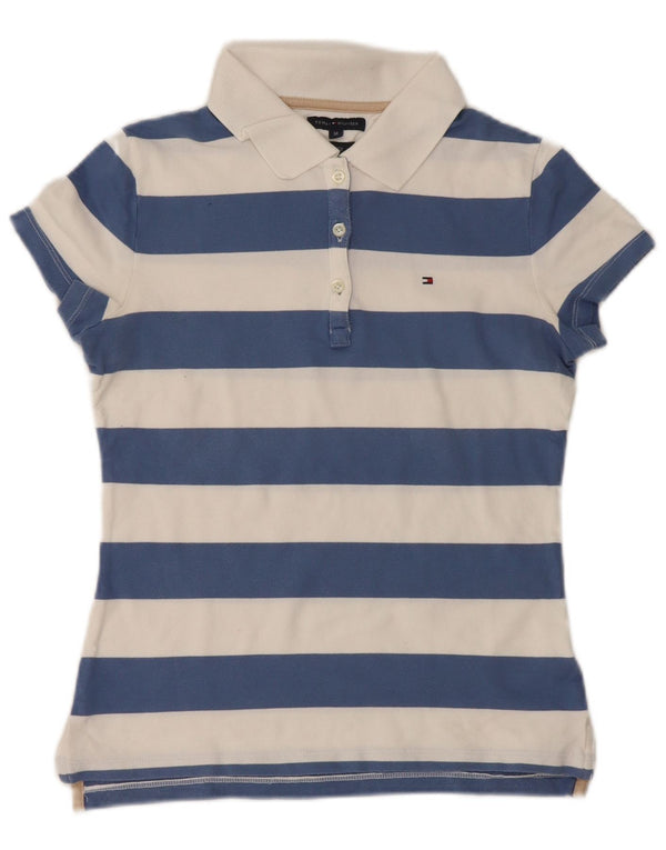 Tommy Hilfiger Damen Slim Fit Poloshirt UK 12 Mittelweiß gestreift