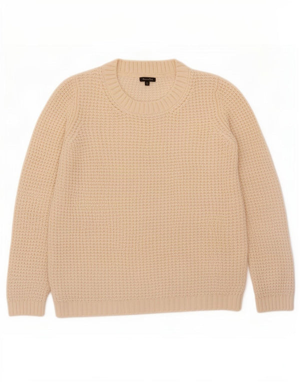 Massimo Dutti Damen-Pullover mit Rundhalsausschnitt, Gr. 40, Größe L, Off-White-Acryl