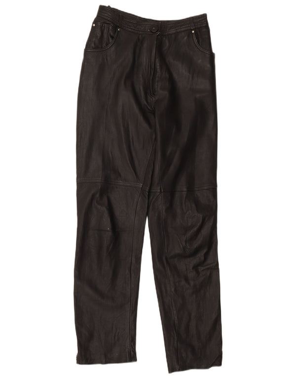 Vintage Damen Lederhose mit hoher Taille EU 40 Medium W28 L31 Schwarz
