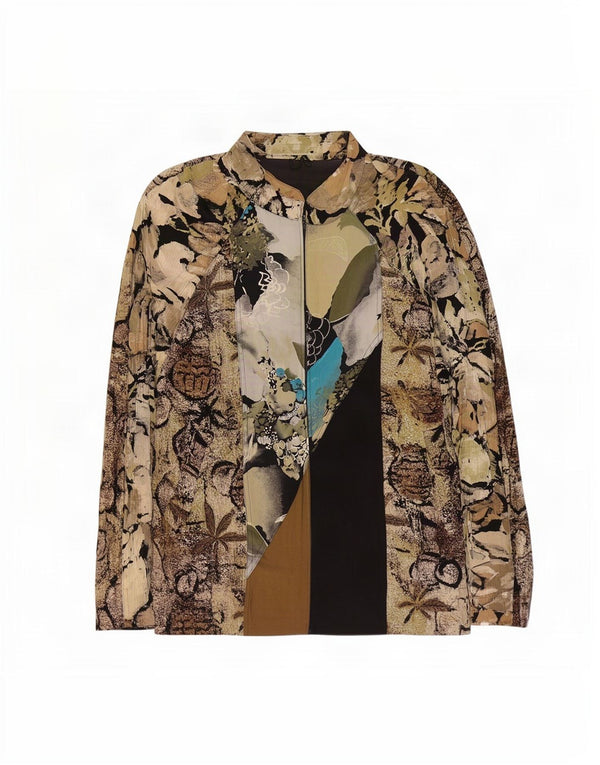 Gerry Weber Damen Übergroße Bomberjacke EU 40 Medium Khaki Floral Modal
