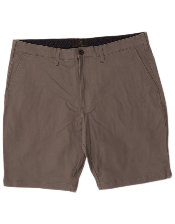 Marks & Spencer Herren Chinoshorts W36 Large Grau Baumwolle