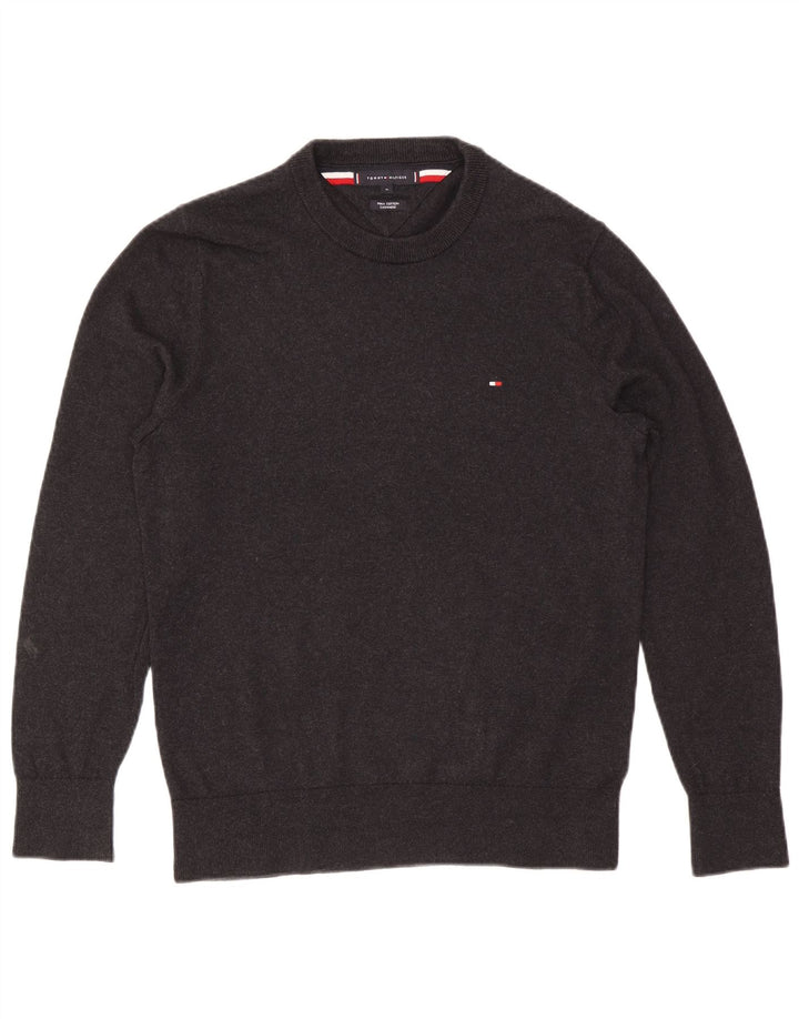 Tommy Hilfiger Herren-Pullover mit Rundhalsausschnitt, mittelgraue Baumwolle