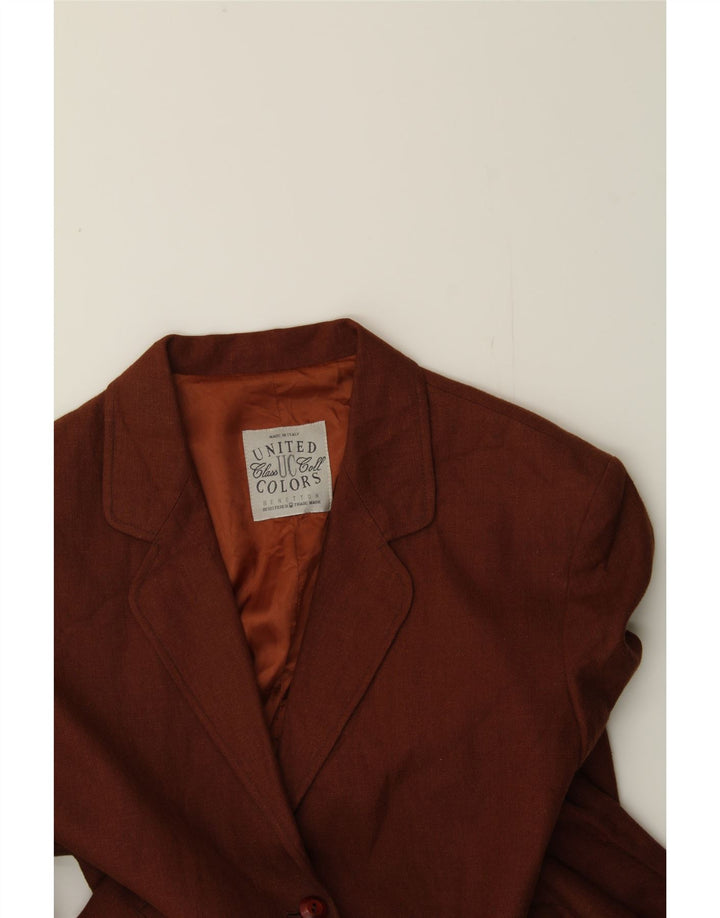 BENETTON Womens 3/4 Sleeve 3 Button Blazer Jacket IT 46 Large Brown Vintage Benetton and Second-Hand Benetton from Messina Hembry 