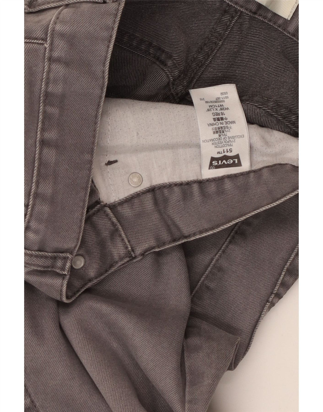 Levi's Jungen 511 Slim Jeans 15–16 Jahre W28 L28 Graue Baumwolle