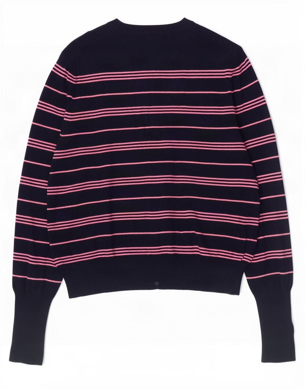 Marks & Spencer Damen Crop Cardigan Pullover UK 12 Mittel Marineblau gestreift