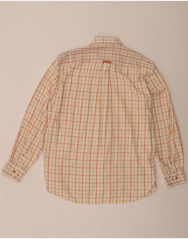 Barbour Herrenhemd XL Orange kariert Baumwolle