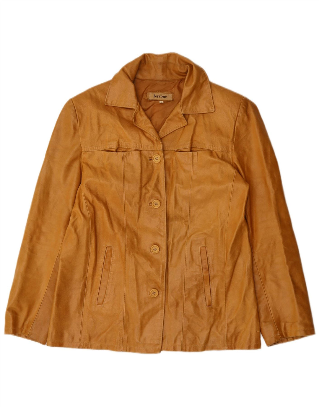 FERRONE Damen Lederjacke UK 16 Großes braunes Leder