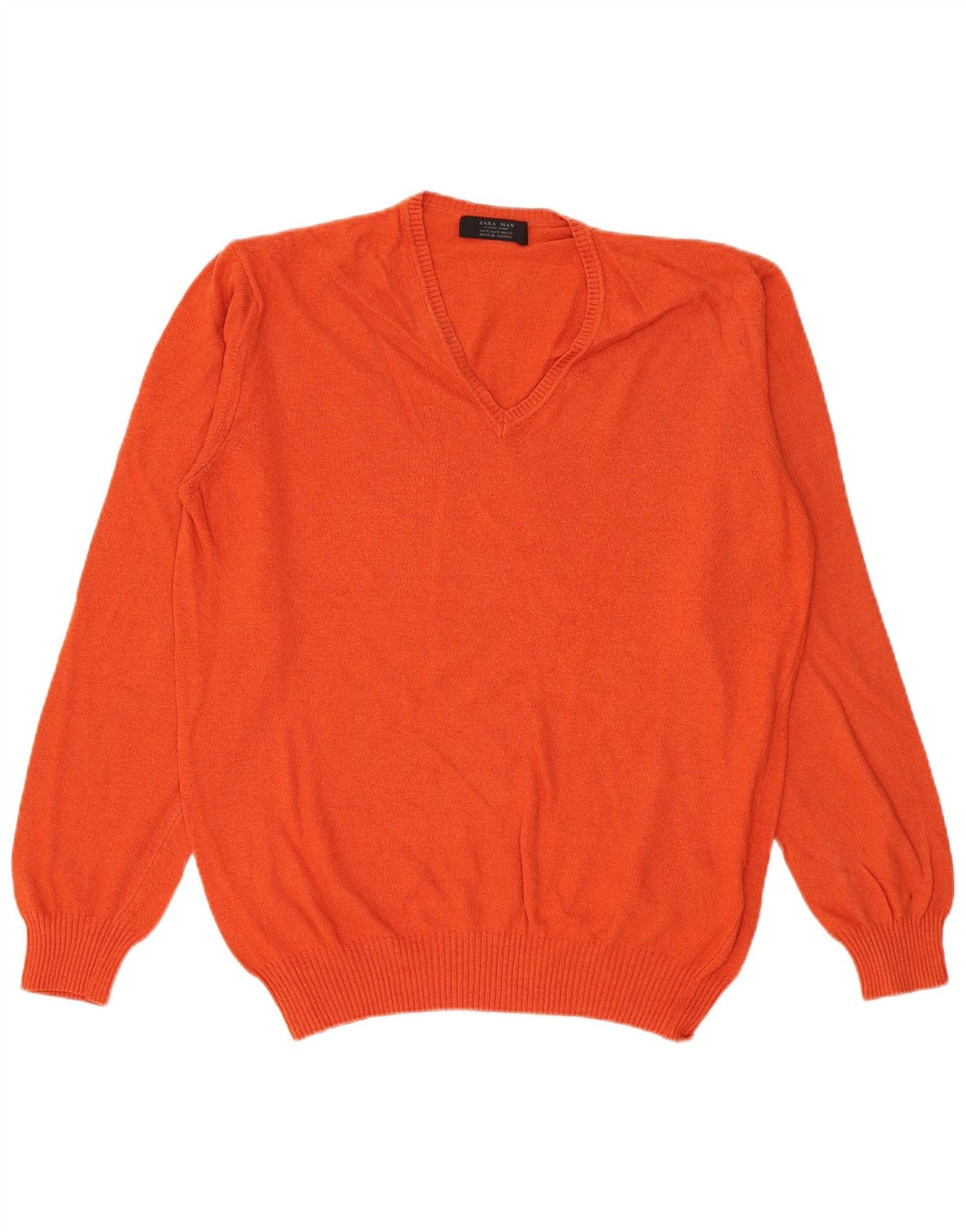 Zara Herren V-Ausschnitt Pullover Pullover XL Orange Viskose