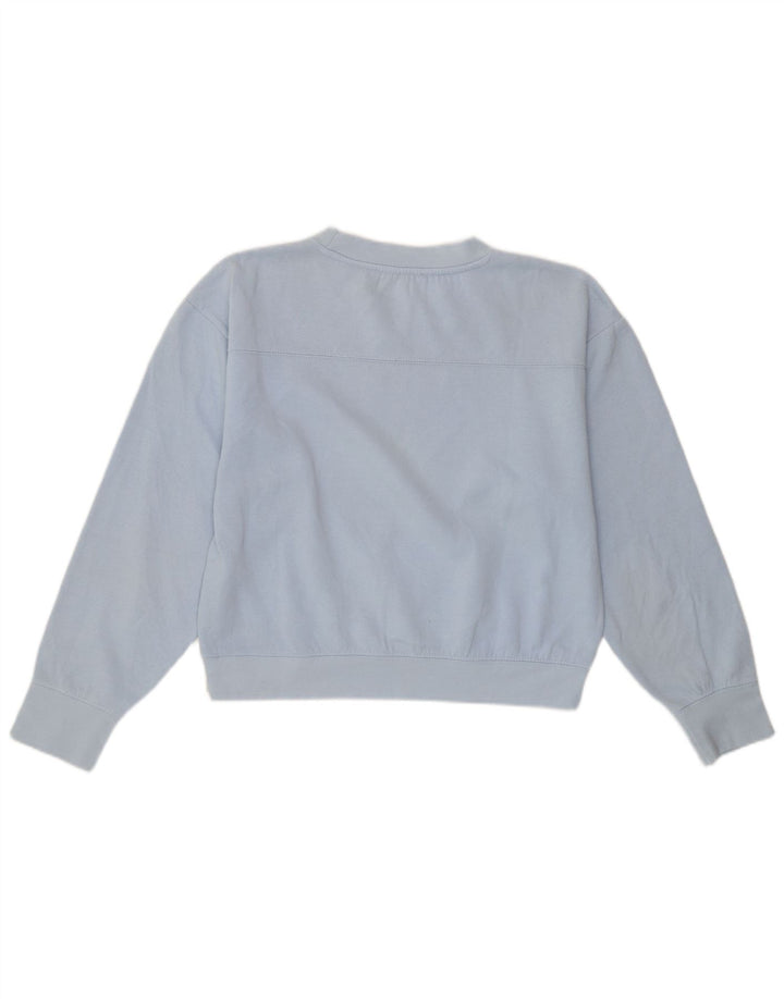 Zara Damen Crop Oversized Sweatshirt Pullover UK 10 Small Blau Polyester