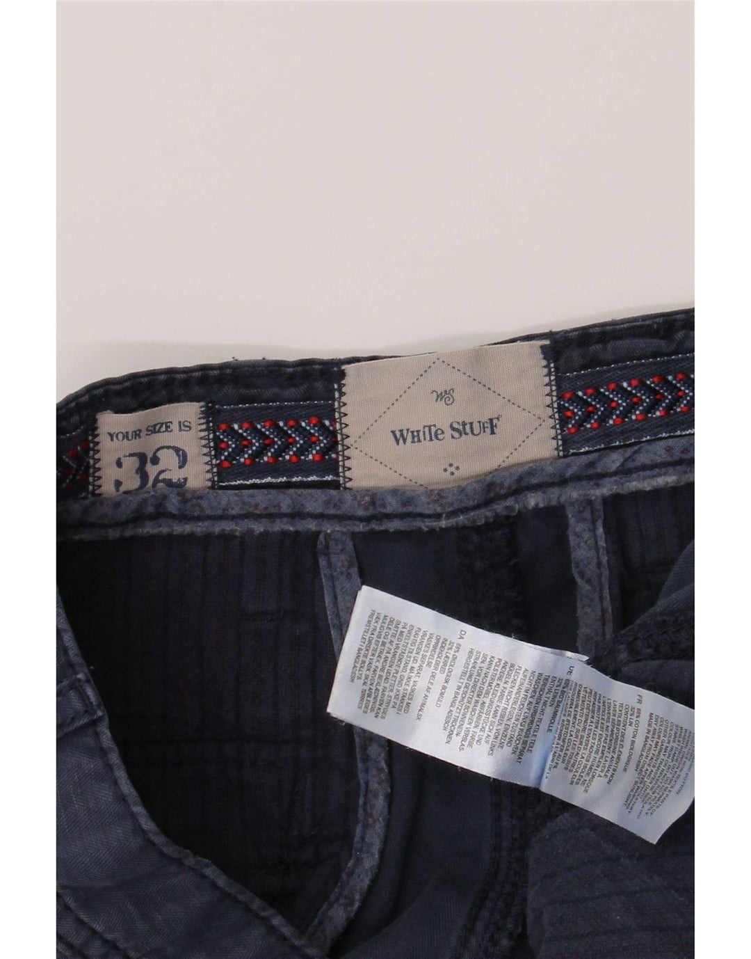 White Stuff Herren-Cargo-Shorts W32, mittelmarineblaue Baumwolle