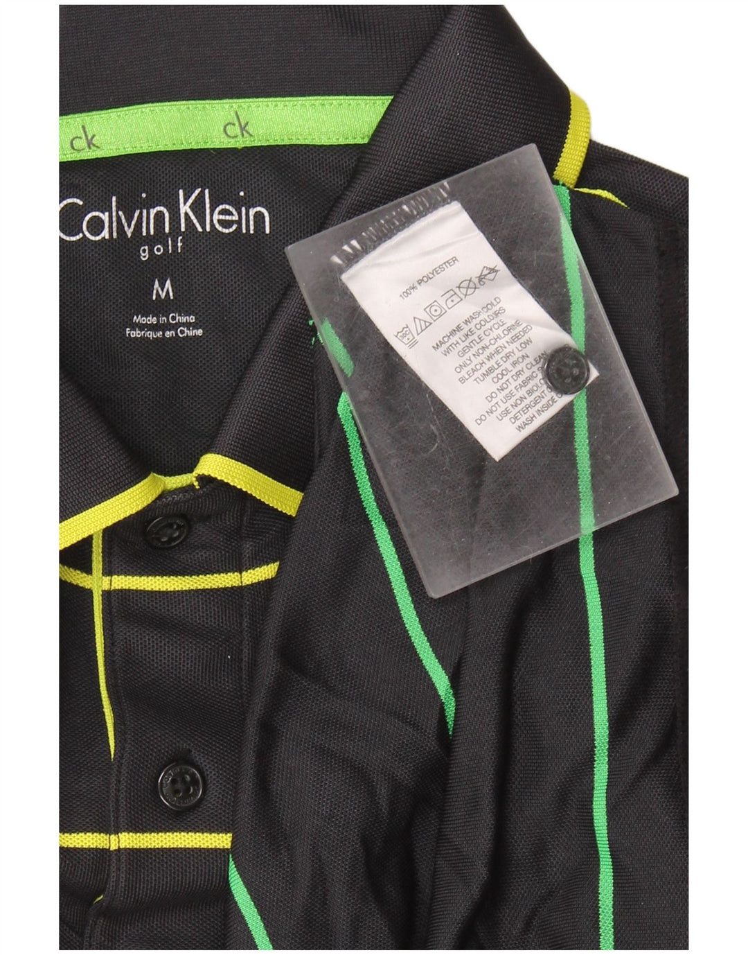 Calvin Klein Herren-Golf-Poloshirt, mittelschwarz, gestreift, Polyester