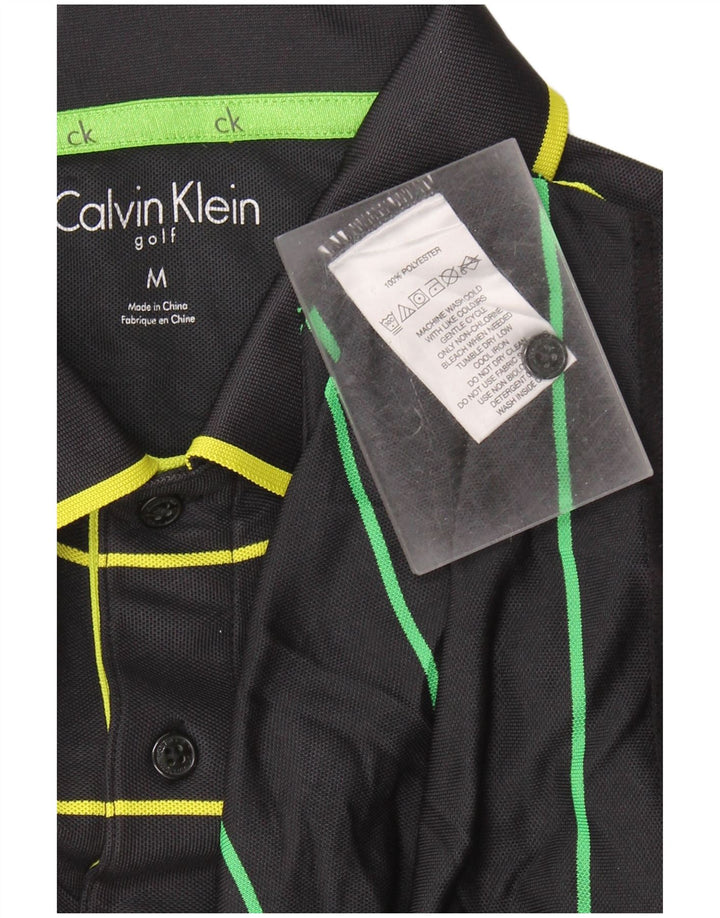 Calvin Klein Herren-Golf-Poloshirt, mittelschwarz, gestreift, Polyester