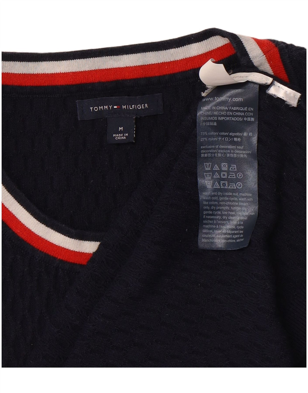 TOMMY HILFIGER Womens Crew Neck Jumper Sweater UK 12 Medium Navy Blue