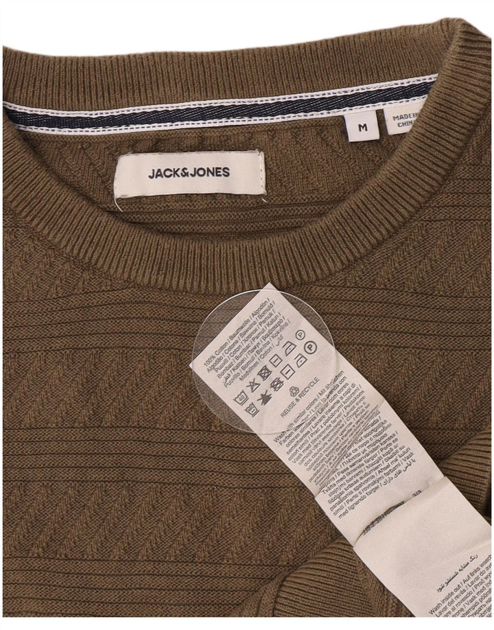 Jack & Jones Herren-Pullover mit Rundhalsausschnitt, mittelgrüne geometrische Baumwolle