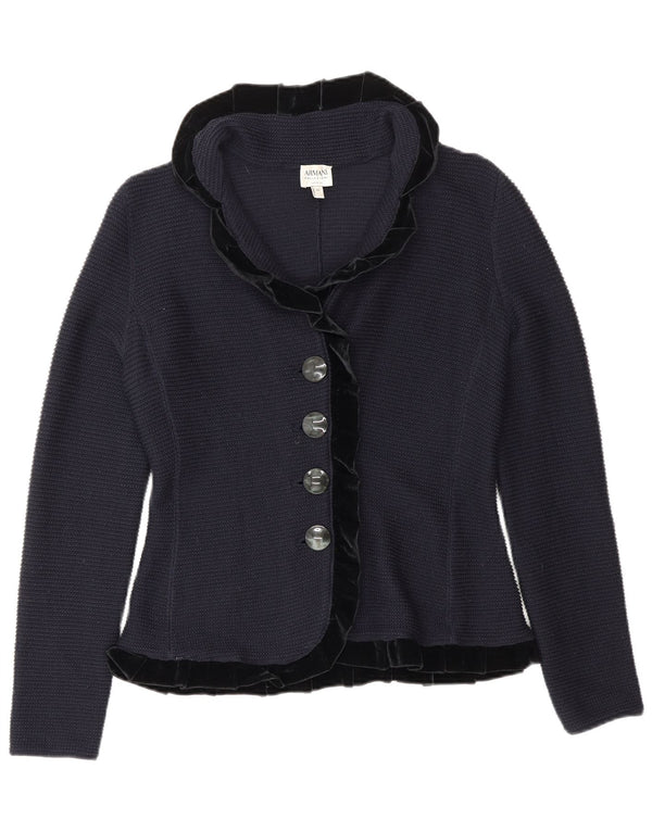 ARMANI Damen-Cardigan mit Rüschen vorne, IT 42, mittleres Marineblau
