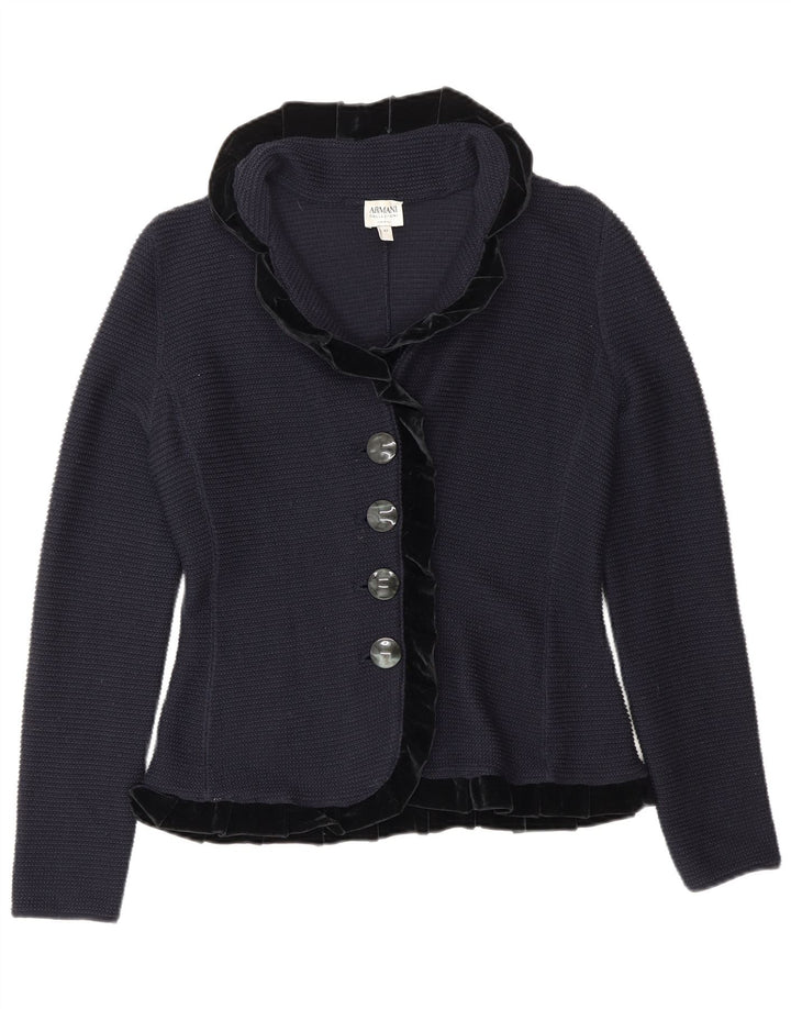 ARMANI Damen-Cardigan mit Rüschen vorne, IT 42, mittleres Marineblau