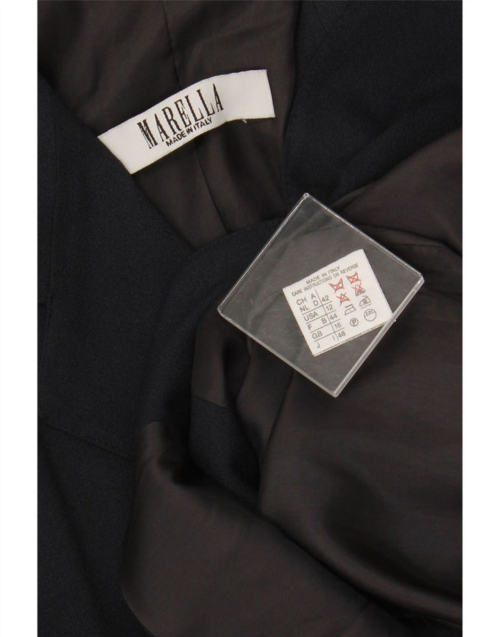 MARELLA Damen-Blazerjacke mit 4 Knöpfen, UK 16, Größe L, Marineblau, Viskose