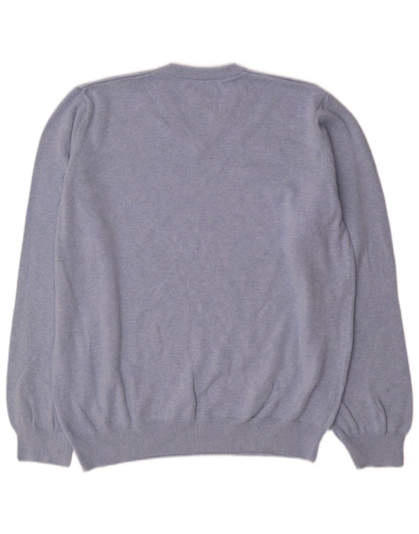 Marks & Spencer Herren-Pullover mit V-Ausschnitt, XL, blaue Baumwolle