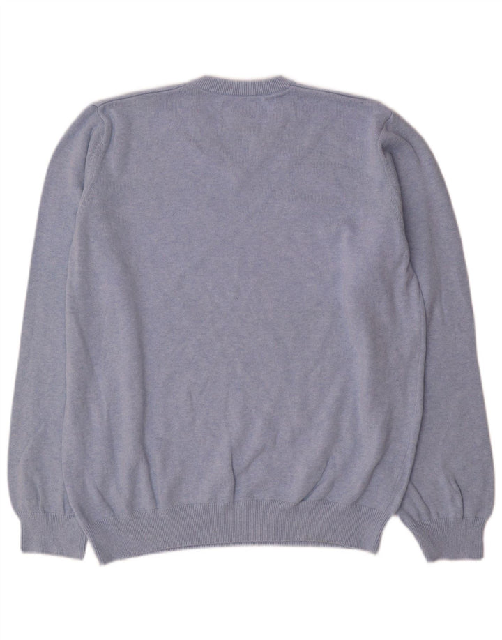 Marks & Spencer Herren-Pullover mit V-Ausschnitt, XL, blaue Baumwolle