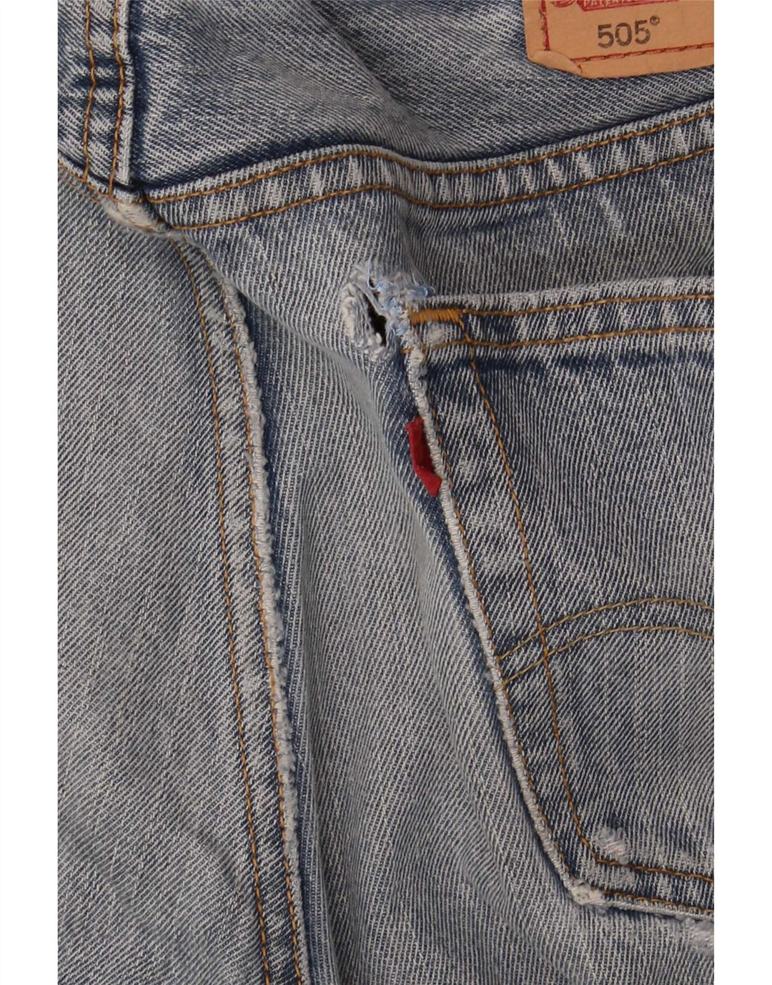 Levi's Herren 505 Distressed Straight Jeans W34 L32 Blaue Baumwolle
