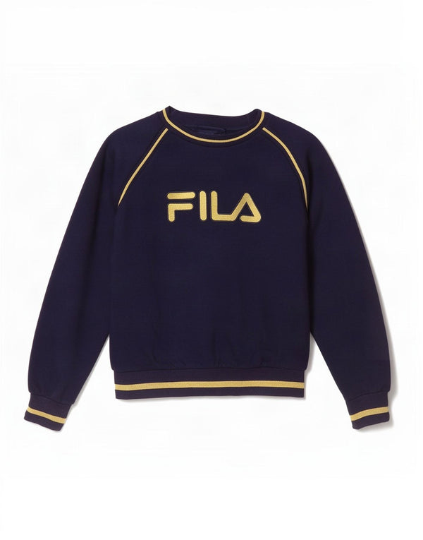 Fila Damen Grafik-Sweatshirtpullover UK 10 Small Marineblau Farbblock