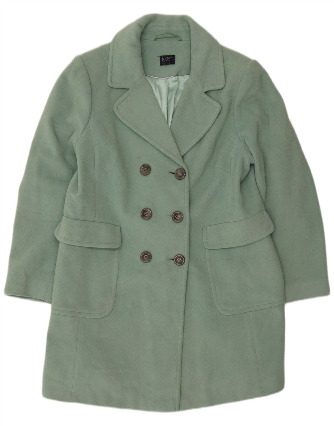 Marks & Spencer Zweireihiger Damenmantel UK 16 Große grüne Wolle