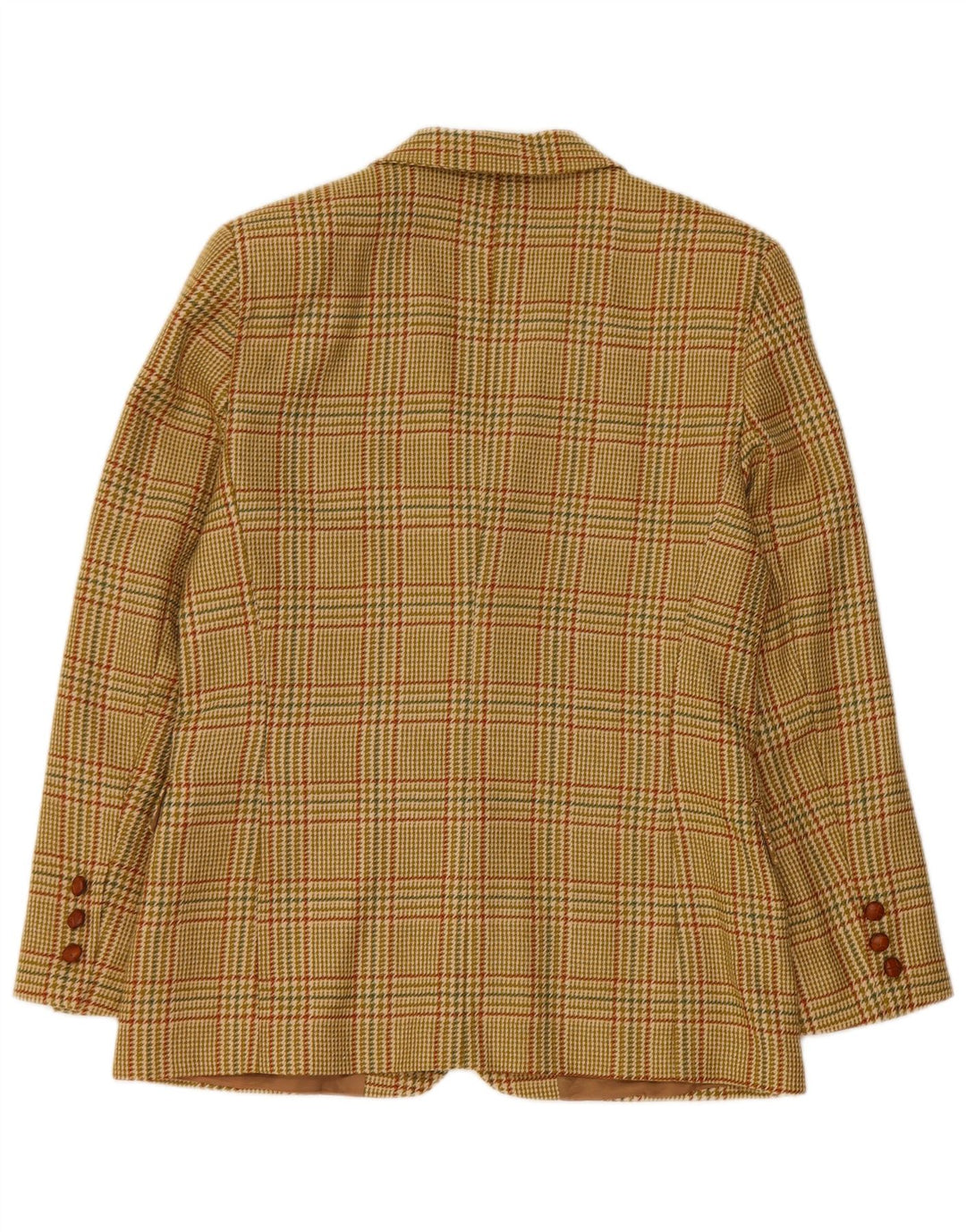 Vintage Damen Blazerjacke mit 2 Knöpfen, IT 46, große grüne Wolle mit Hahnentrittmuster