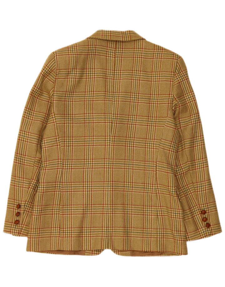 Vintage Damen Blazerjacke mit 2 Knöpfen, IT 46, große grüne Wolle mit Hahnentrittmuster