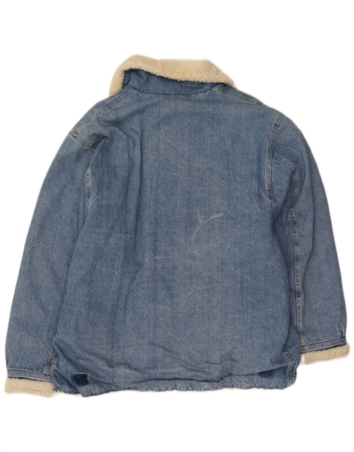 Vintage Herren Denim Sherpa Jacke UK 38 Mittelblau