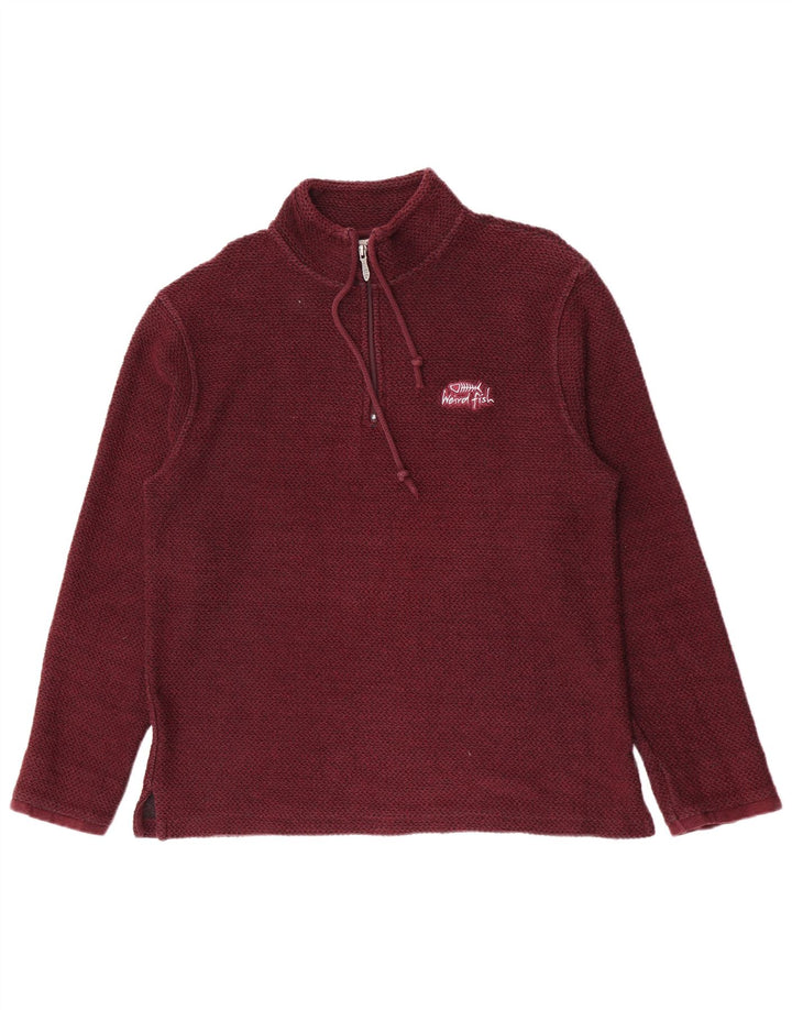 Weird Fish Herren-Sweatshirt mit Reißverschluss am Hals, mittlere Burgunder-Baumwolle