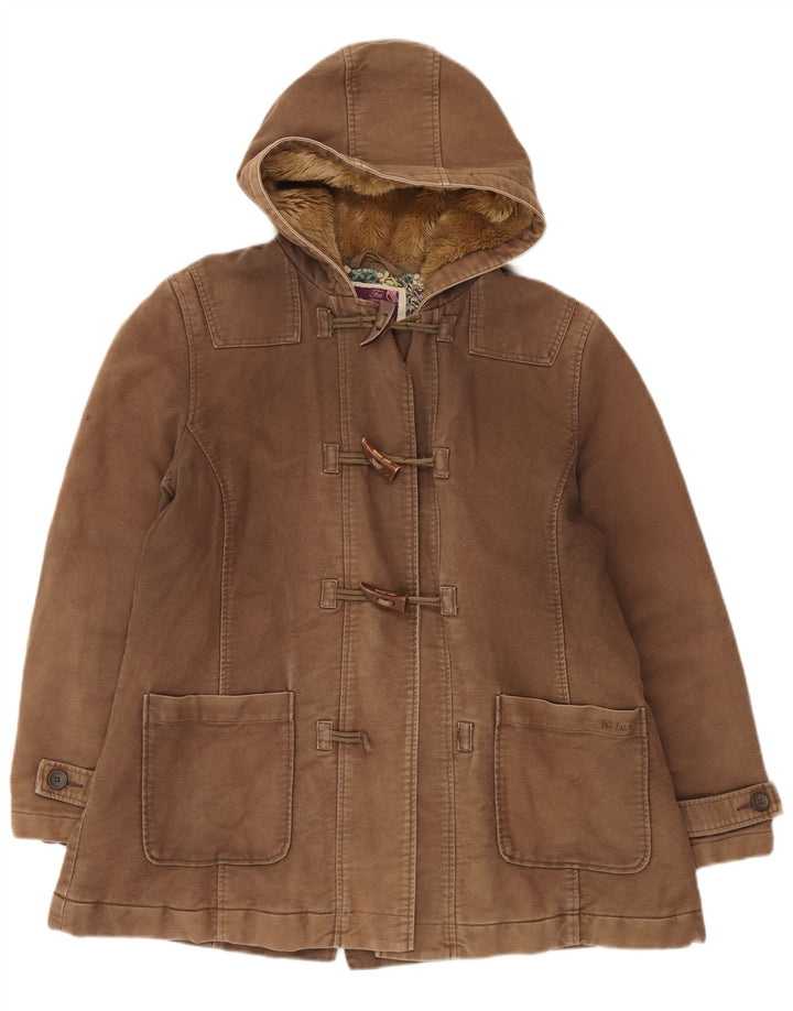 Fat Face Damen Übergroße Duffle-Jacke mit Kapuze, UK 16, Größe L, Braun, Baumwolle