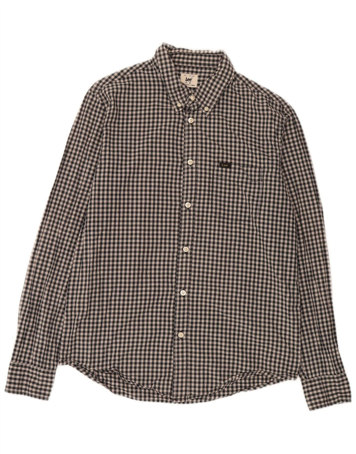 Lee Herrenhemd aus mittelschwerer, schwarzer Gingham-Baumwolle