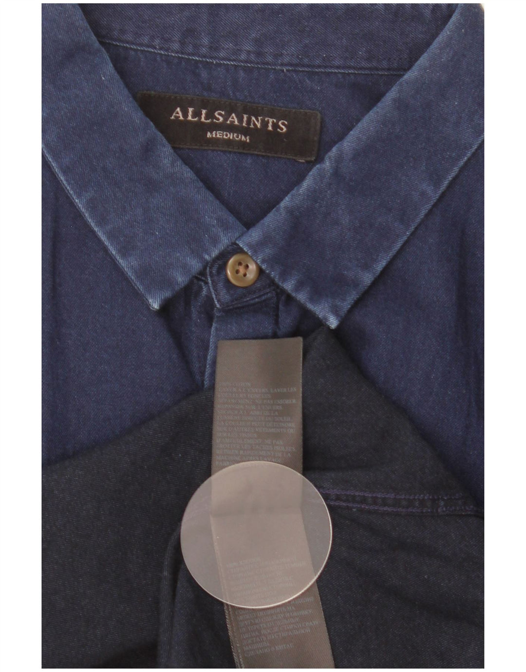 All Saints Herrenhemd aus mittelblauer Baumwolle in Marineblau