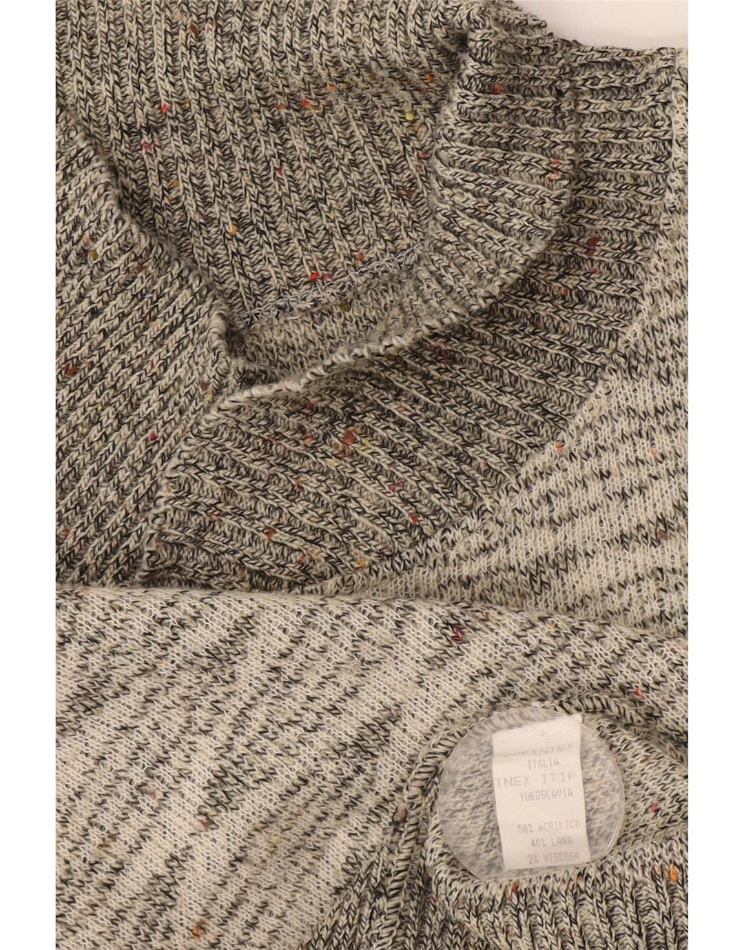 Vintage Herren-Pullover mit Schalkragen, klein, grau, geometrisch, Acryl