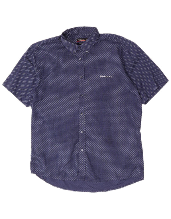 Pierre Cardin Herren-Hemd, kurzärmelig, reguläre Passform, XL, Marineblau, geometrisch