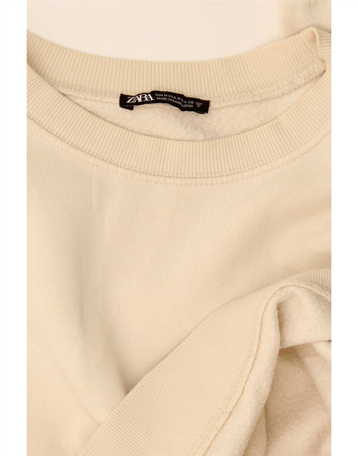 Zara Damen Crop Sweatshirt Pullover UK 14 Medium Beige