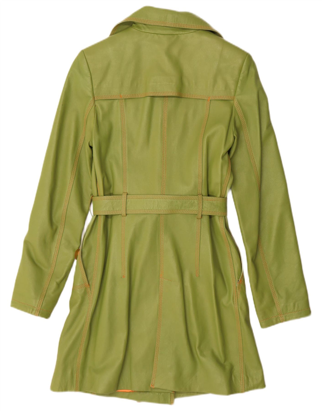 Benny's Zweireihiger Ledermantel für Damen, UK 12, mittelgrünes Leder