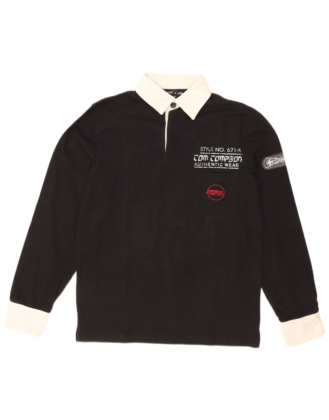 Tom Tompson Herren Rugby-Poloshirt mit Grafik, Größe S, Schwarz, Farbblock